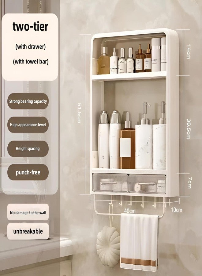 KREPS Plastic Shower Caddy Shelf Organizer Rack,Self Adhesive,Multifunctional Shelf Over Wall Mounted Bathroom Toilet Shelving For Bedroom And Kitchen Decoration. (Simple 2-Layer) - Image 2
